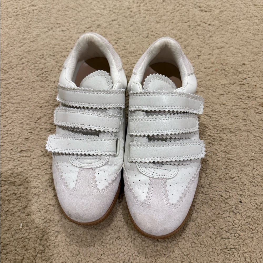 Anthropologie White Velcro Sneakers